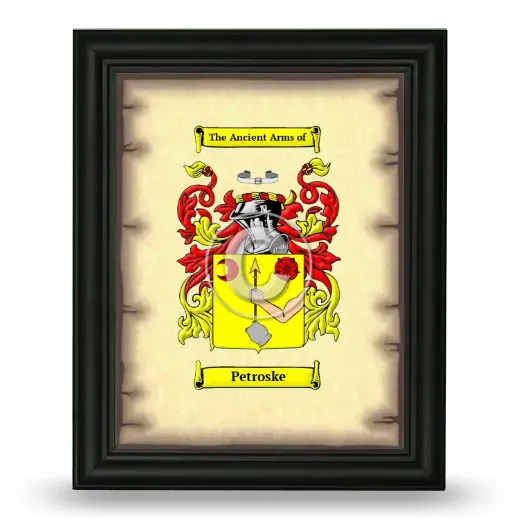 Petroske Coat of Arms Framed - Black