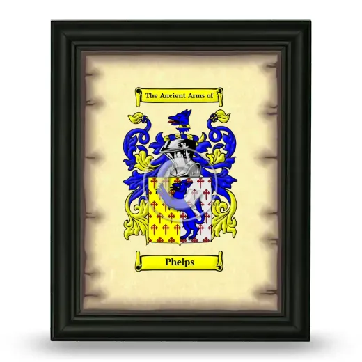 Phelps Coat of Arms Framed - Black