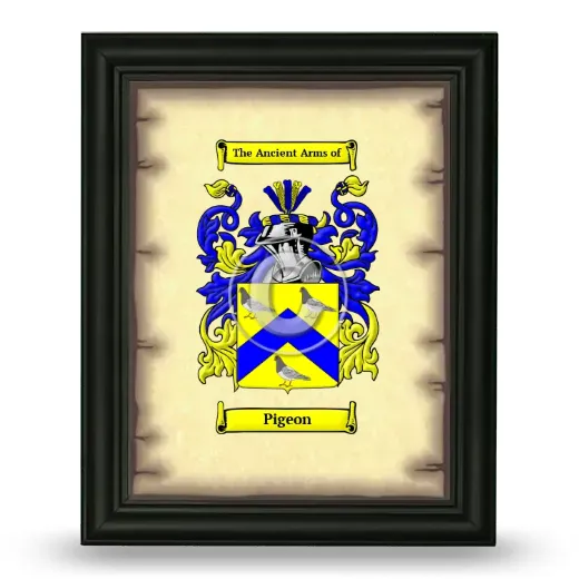 Pigeon Coat of Arms Framed - Black
