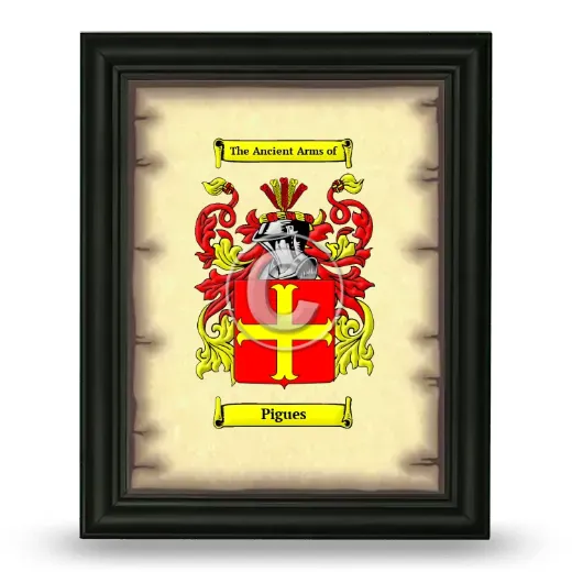 Pigues Coat of Arms Framed - Black