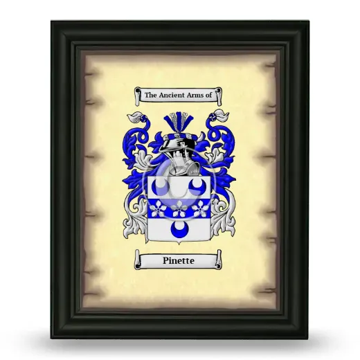 Pinette Coat of Arms Framed - Black