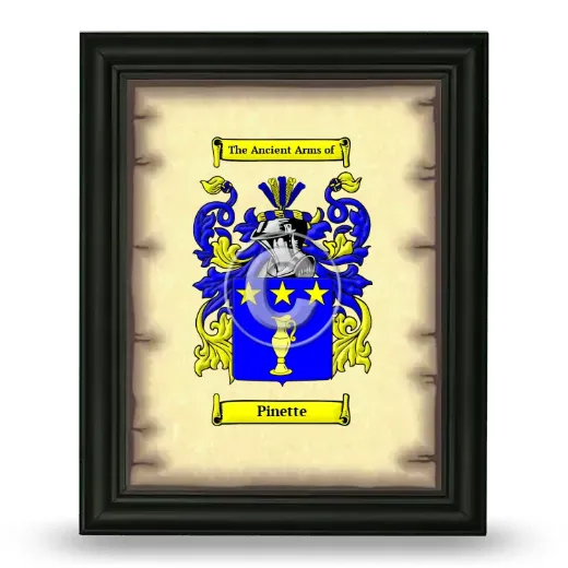 Pinette Coat of Arms Framed - Black