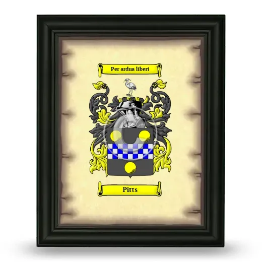 Pitts Coat of Arms Framed - Black