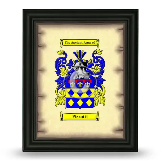 Pizzotti Coat of Arms Framed - Black