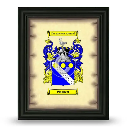Plaskett Coat of Arms Framed - Black