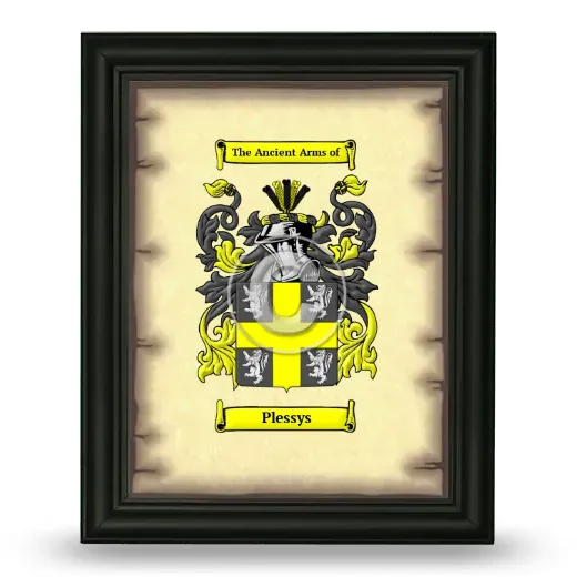 Plessys Coat of Arms Framed - Black