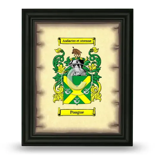 Poague Coat of Arms Framed - Black
