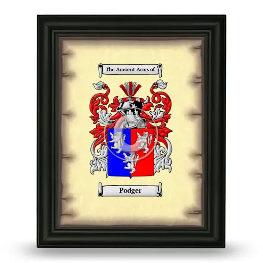 Podger Coat of Arms Framed - Black