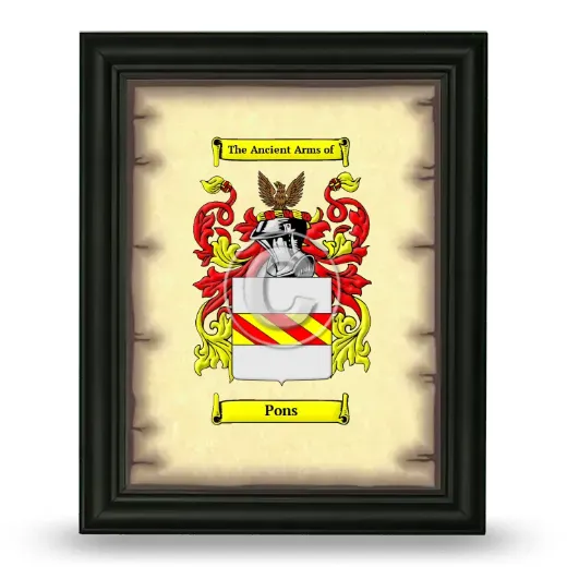 Pons Coat of Arms Framed - Black