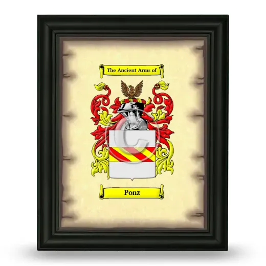 Ponz Coat of Arms Framed - Black