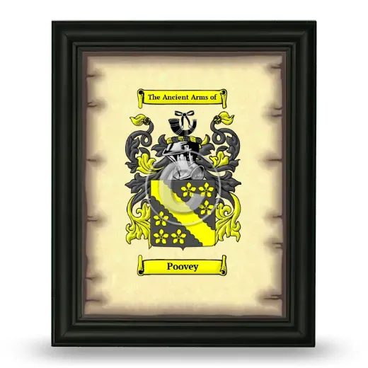 Poovey Coat of Arms Framed - Black
