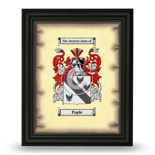 Pople Coat of Arms Framed - Black