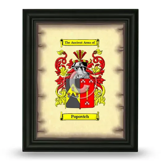 Popovich Coat of Arms Framed - Black