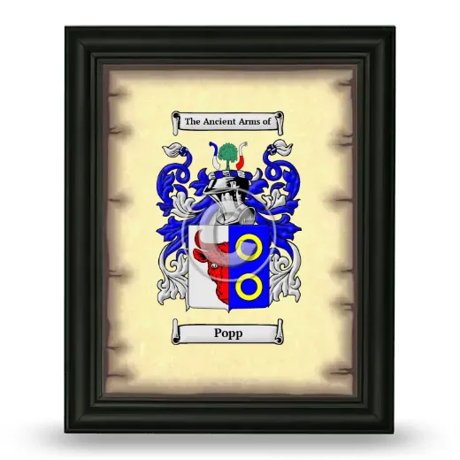 Popp Coat of Arms Framed - Black