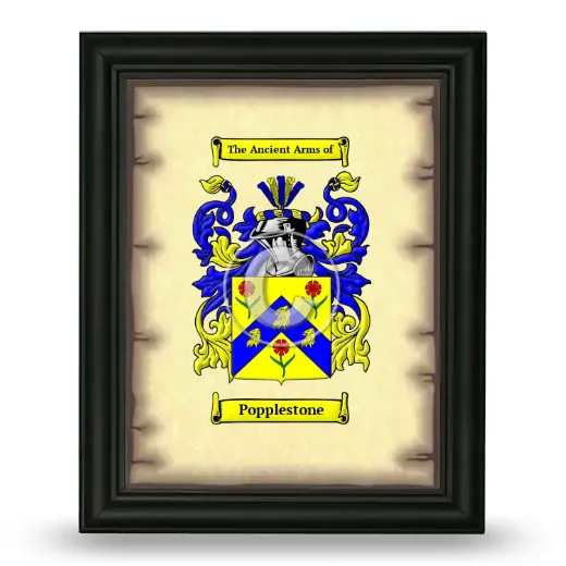Popplestone Coat of Arms Framed - Black
