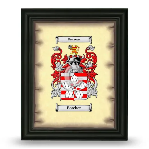 Porcher Coat of Arms Framed - Black