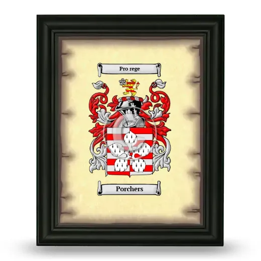 Porchers Coat of Arms Framed - Black