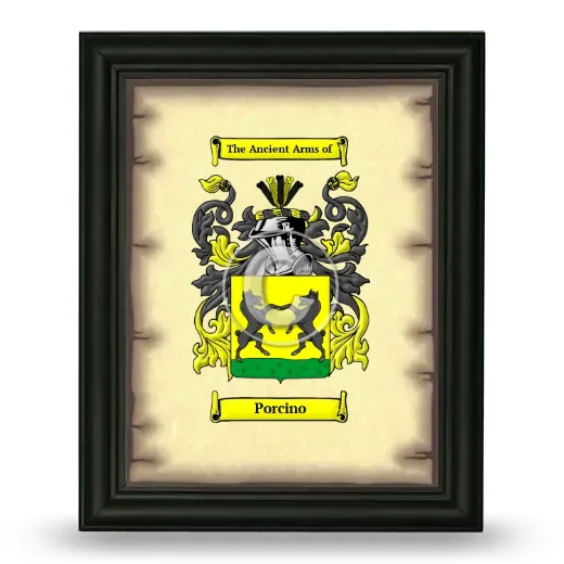 Porcino Coat of Arms Framed - Black