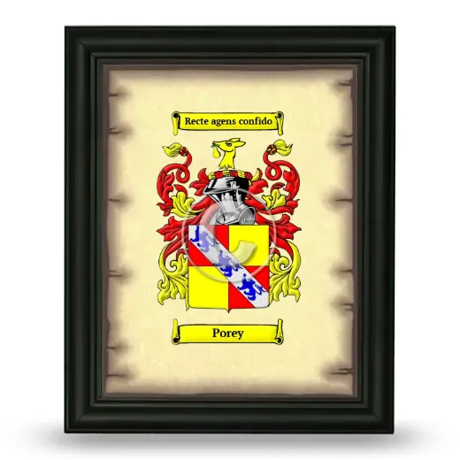 Porey Coat of Arms Framed - Black