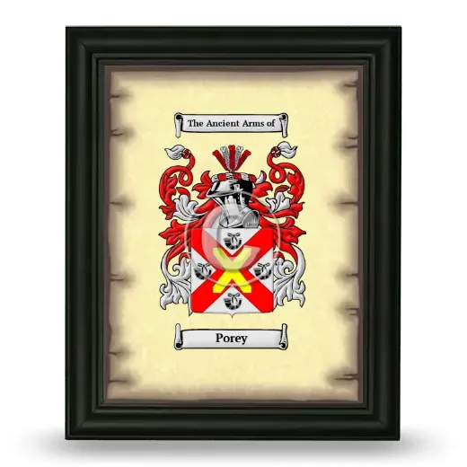 Porey Coat of Arms Framed - Black