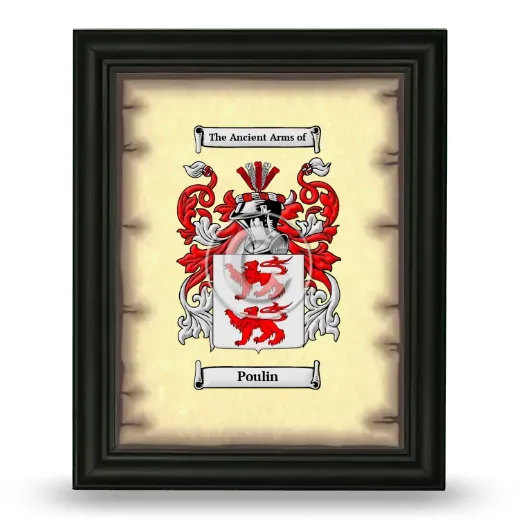 Poulin Coat of Arms Framed - Black