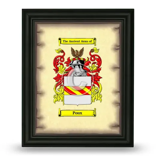 Poux Coat of Arms Framed - Black
