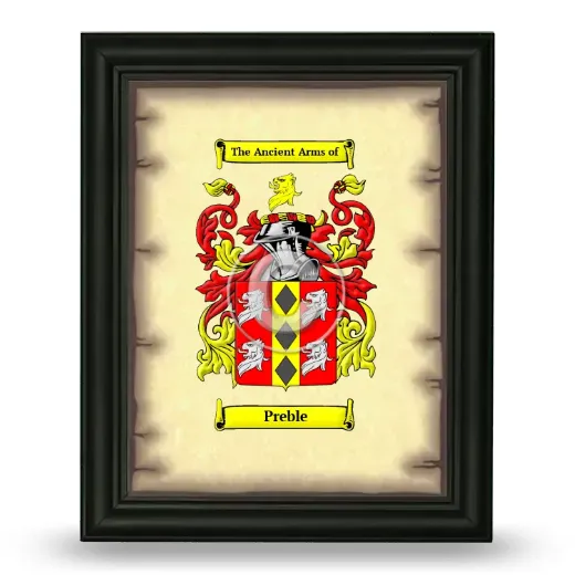 Preble Coat of Arms Framed - Black