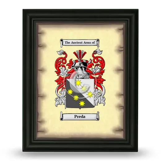 Preda Coat of Arms Framed - Black
