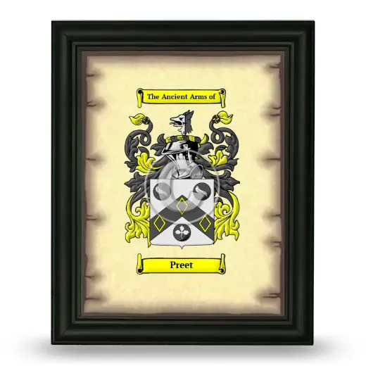 Preet Coat of Arms Framed - Black