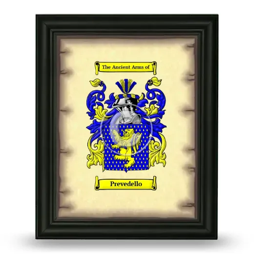 Prevedello Coat of Arms Framed - Black