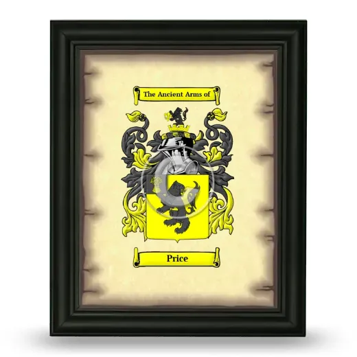 Price Coat of Arms Framed - Black