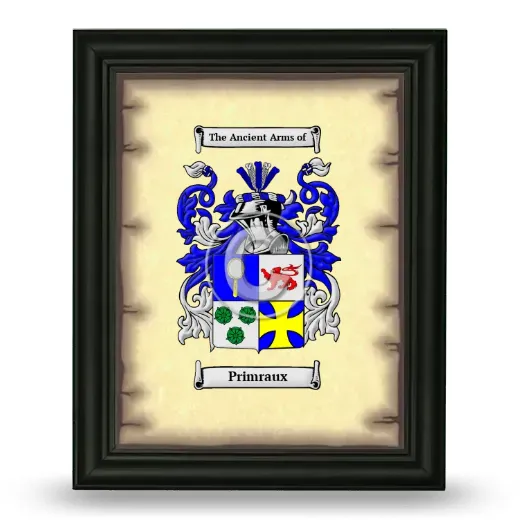 Primraux Coat of Arms Framed - Black