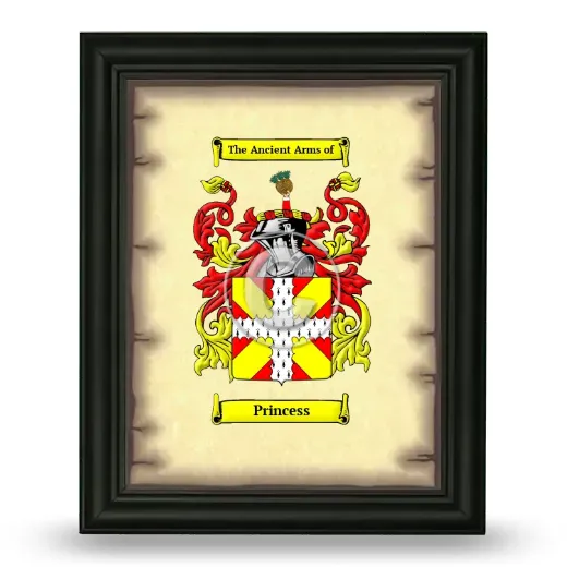 Princess Coat of Arms Framed - Black