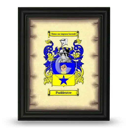 Puddextre Coat of Arms Framed - Black