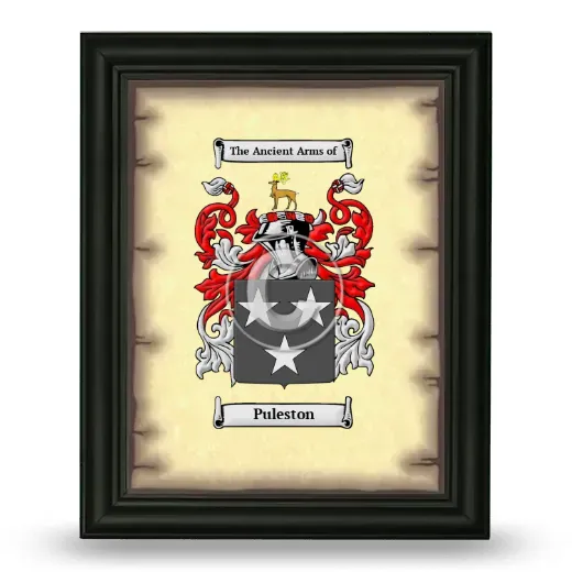 Puleston Coat of Arms Framed - Black