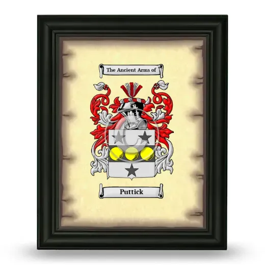 Puttick Coat of Arms Framed - Black