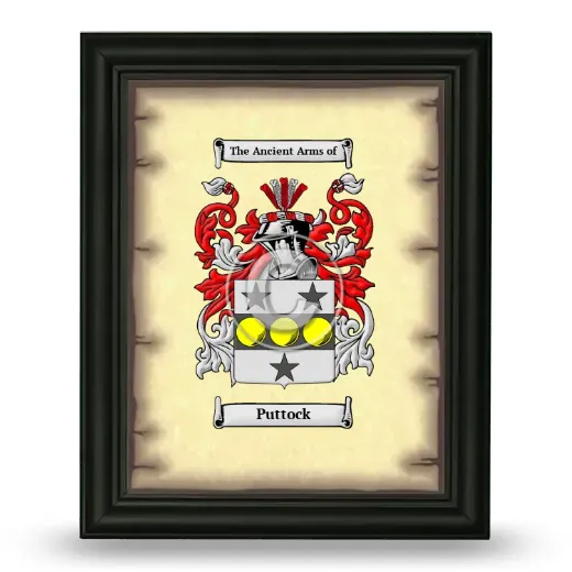 Puttock Coat of Arms Framed - Black