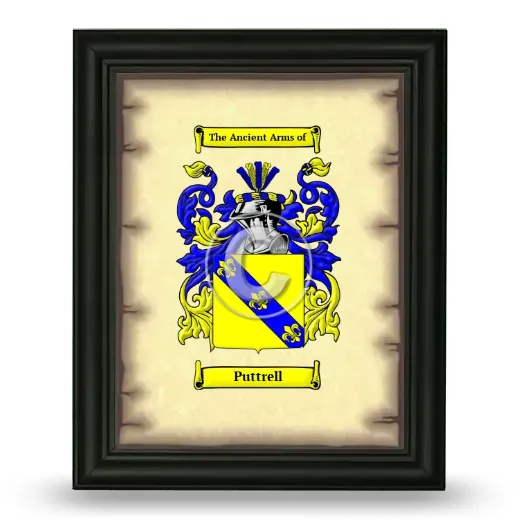 Puttrell Coat of Arms Framed - Black