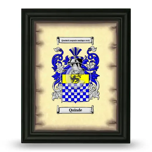 Quinde Coat of Arms Framed - Black