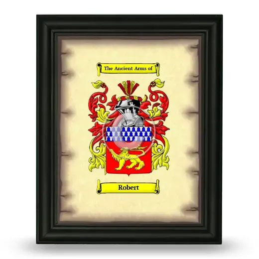 Robert Coat of Arms Framed - Black