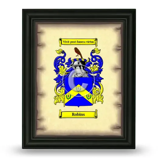 Robins Coat of Arms Framed - Black