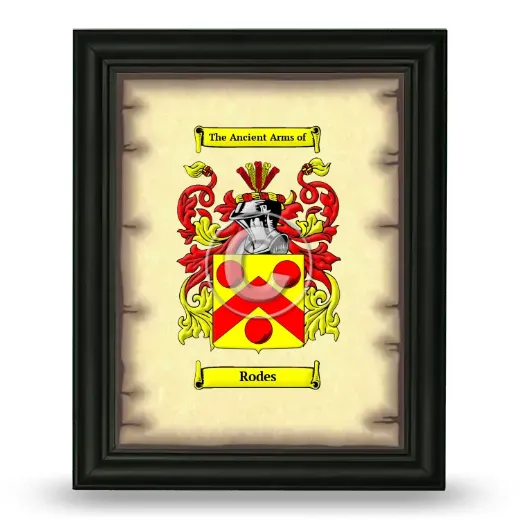 Rodes Coat of Arms Framed - Black
