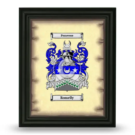 Romelly Coat of Arms Framed - Black