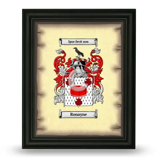 Ronayne Coat of Arms Framed - Black