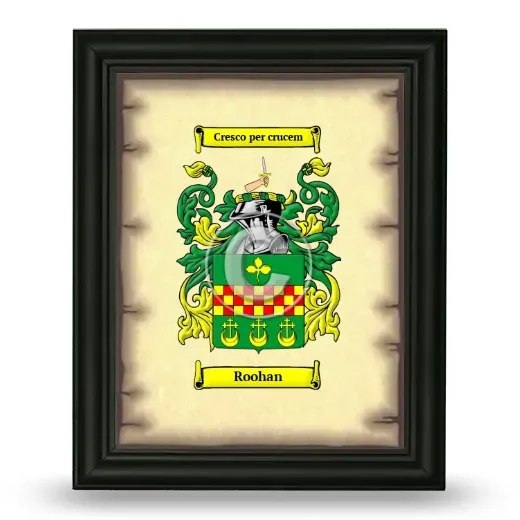 Roohan Coat of Arms Framed - Black