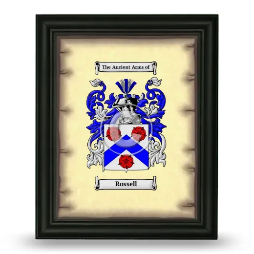 Rossell Coat of Arms Framed - Black