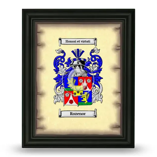 Rozenor Coat of Arms Framed - Black