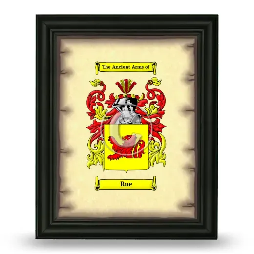 Rue Coat of Arms Framed - Black