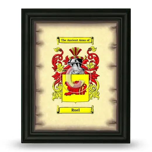 Ruel Coat of Arms Framed - Black