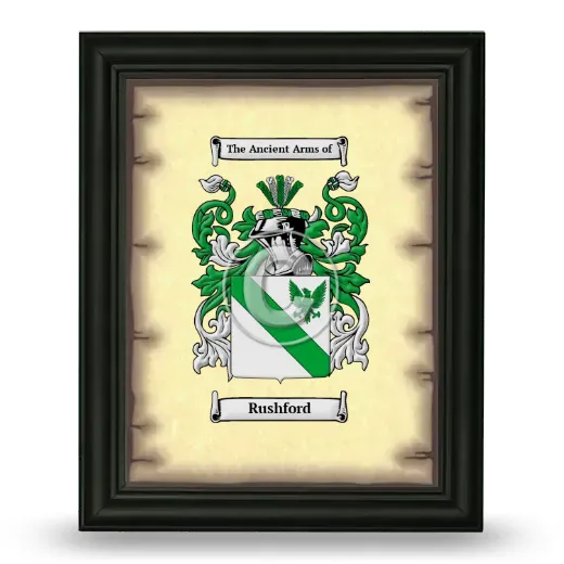 Rushford Coat of Arms Framed - Black